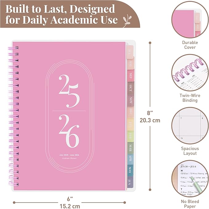 2025-2026- Academic planner, pink