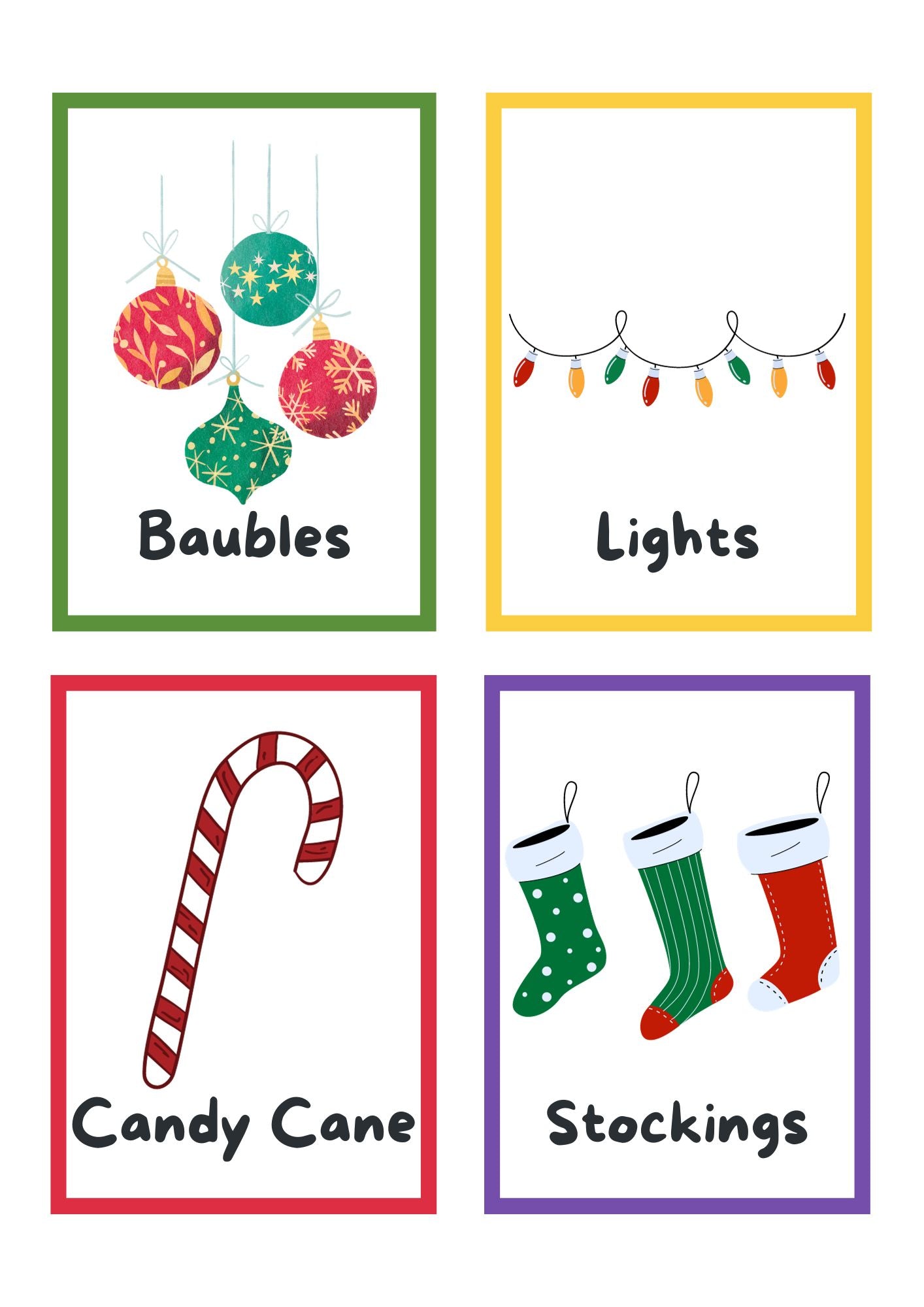 Christmas Flash Cards Digital Download Resource