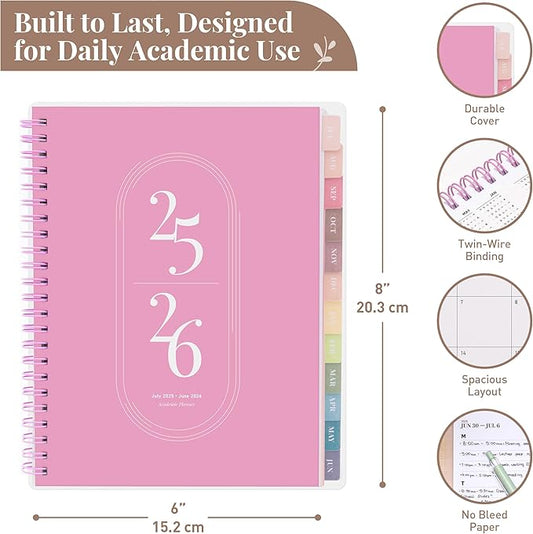 2025-2026- Academic planner, pink