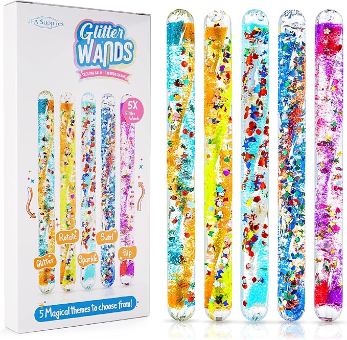 Set of 5 spiral glitter wands