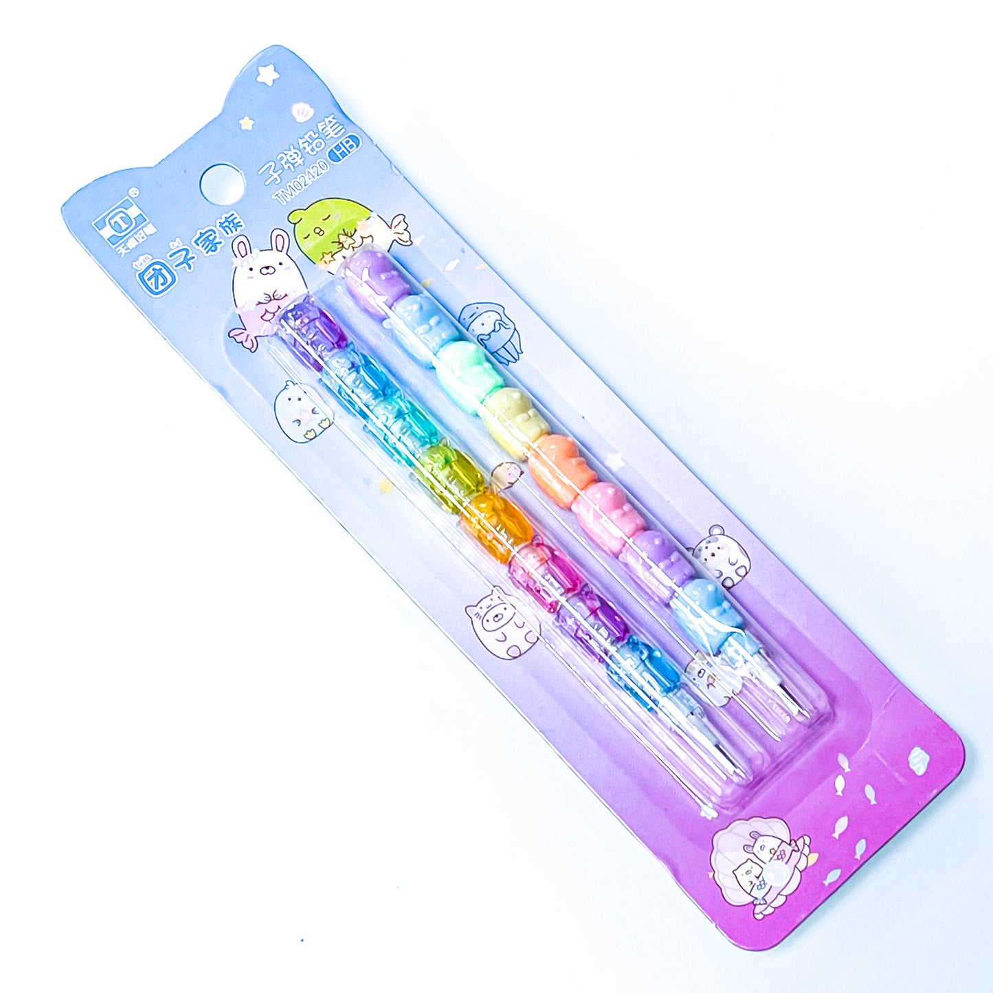 Set of 2 gummy bear stacking pencils