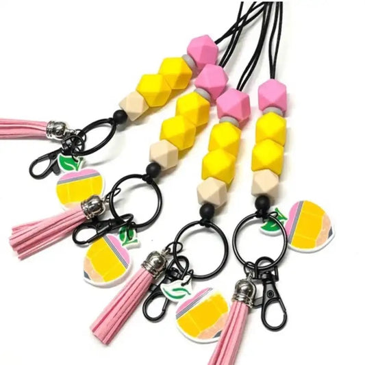 Teacher pencil shaped silicone lanyard